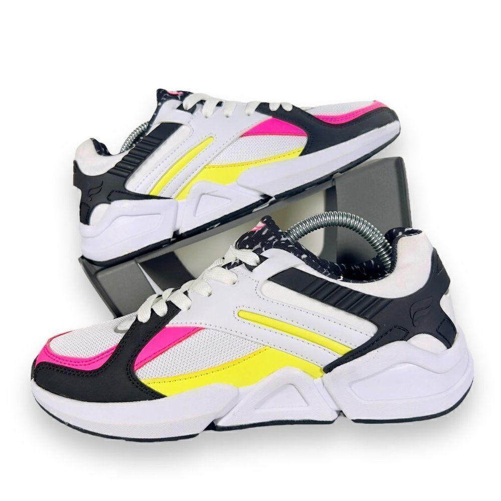 Fabletics Paige‎ Performance Sneakers White / Black / Yellow / Pink Women's 6.5